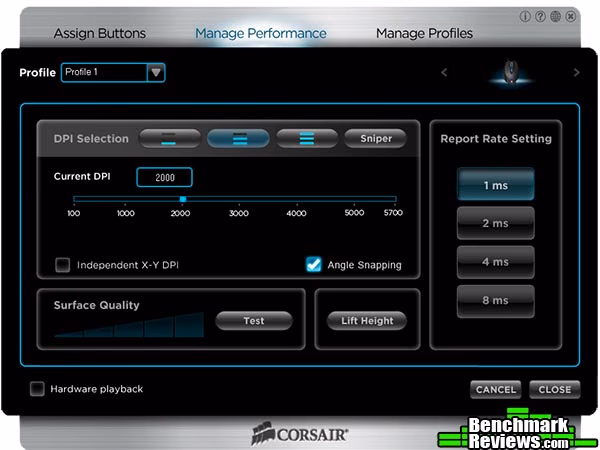 Corsair M60 Software Manage Performance