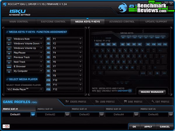 Roccat ISKU Illuminated Gaming Keyboard Menu
