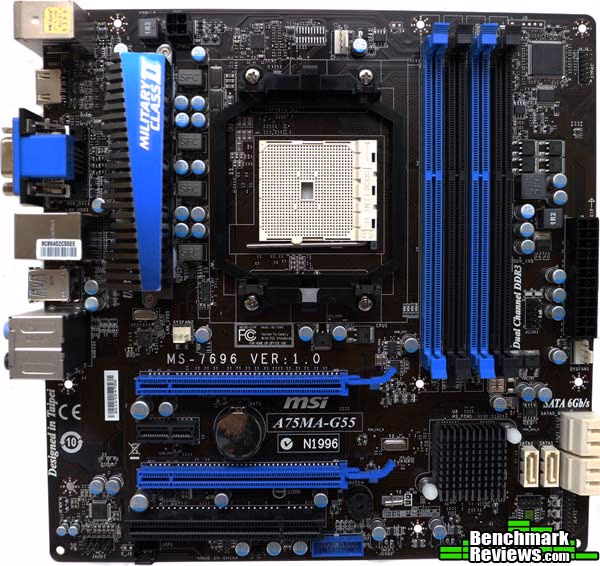 MSI A75MA G55, top view