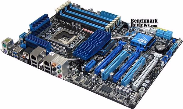 ASUS P6X58D Premium Motherboard, corner view