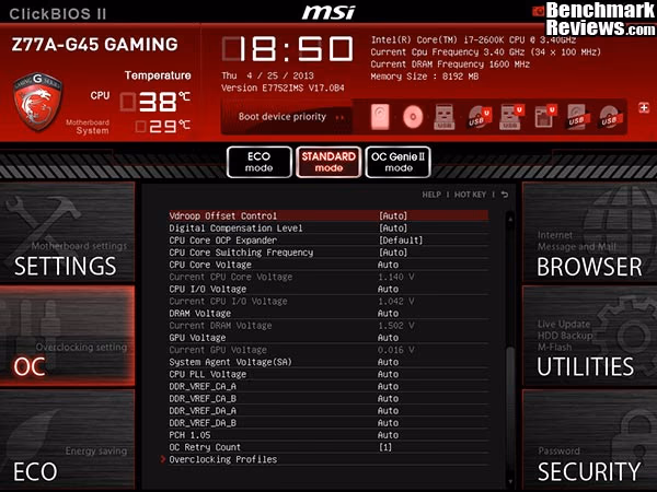MSI Z77A G45 Gaming Motherboard UEFI OC