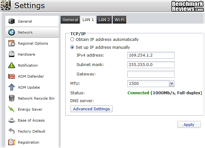 ASUSTOR AS 640T NAS Server LAN Settings