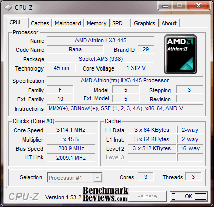 AMD Athlon II X3 445 CPUZ