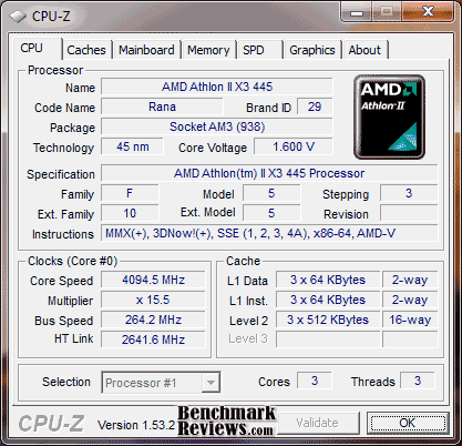 AMD Athlon II X3 445 CPUZ OC ASUS