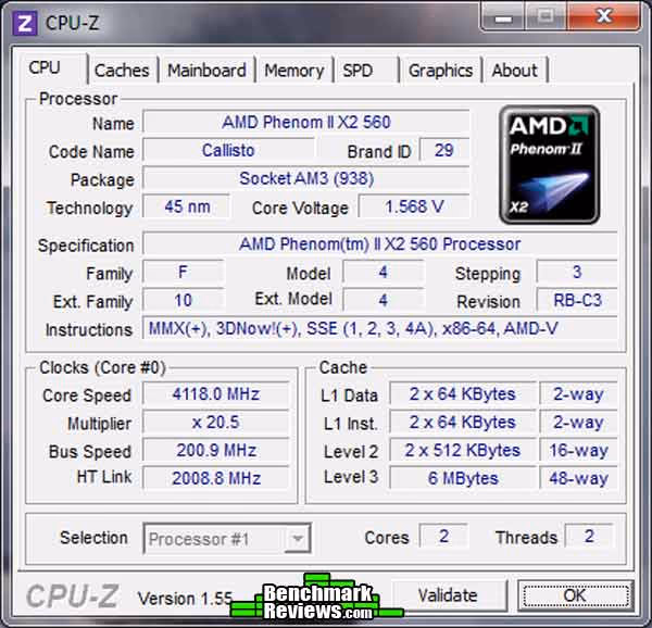 Phenom II X2 560BE CPUZ OC