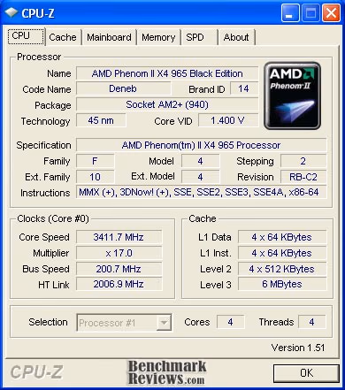 AMD Phenom II x4 965 Cpuz