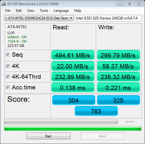 As Ssd Bench INTEL SSD 525