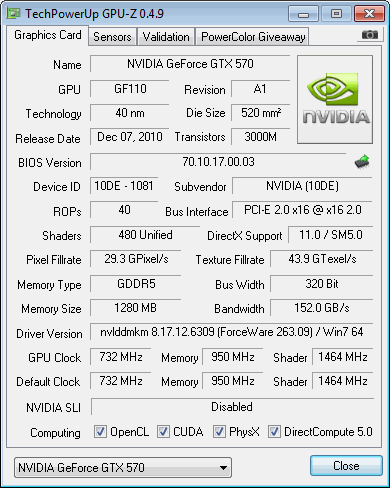 GeForce GTX570 GPUZ