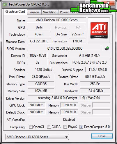 HIS Radeon HD6870 IceQ GPU Z, main