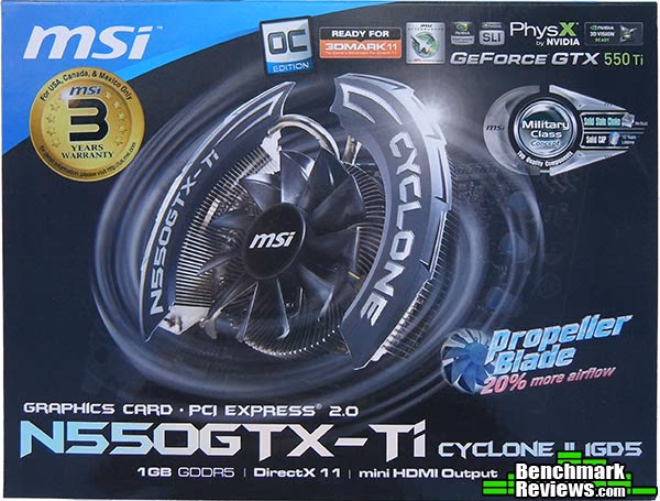 MSI N550GTX Ti Cyclone II OC Box, front view