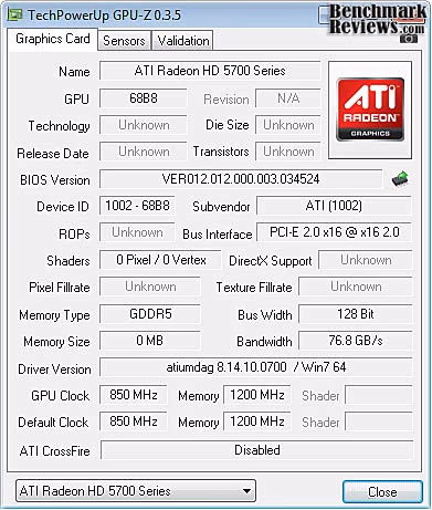 ATI Radeon HD5770 GPU Z 0.3.5